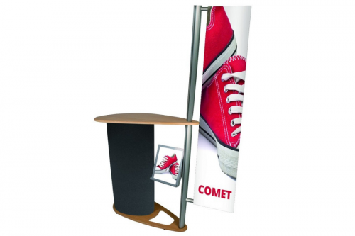 Promotiontheke Comet mit Digitaldruck