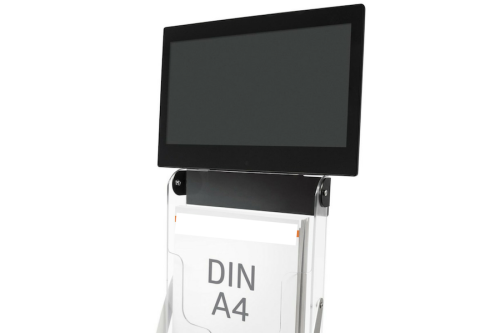 Falt-Prospektständer mit Monitor
