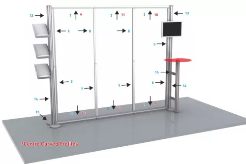 Mobile Messewand mit großem Monitor Halterung