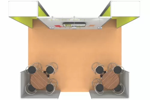 Mobiler Messestand mit Stoffgrafiken - 16qm